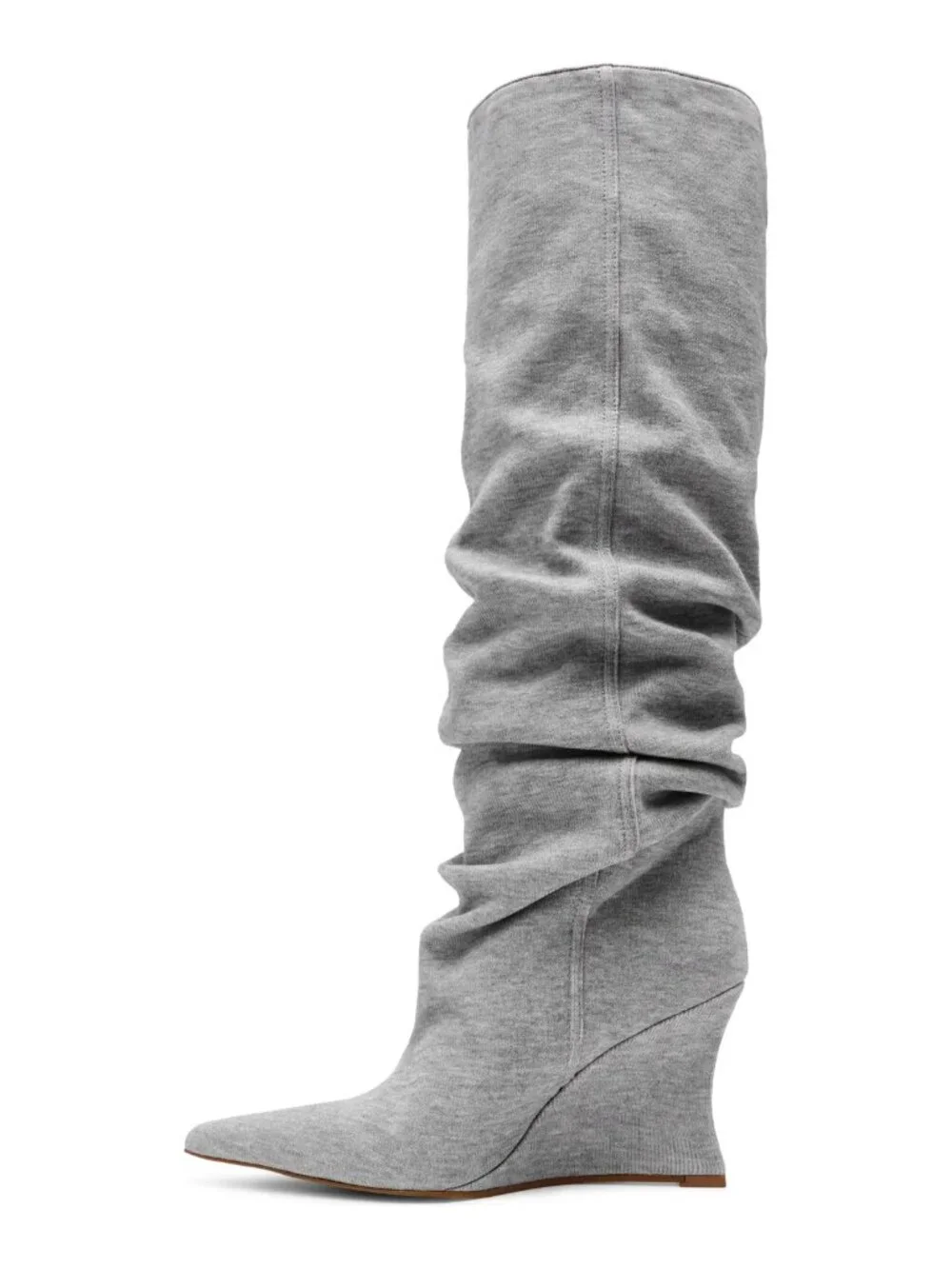 Steve Madden Distortion Grey Fabric Knee High Wedge Boots Size 7 NWT